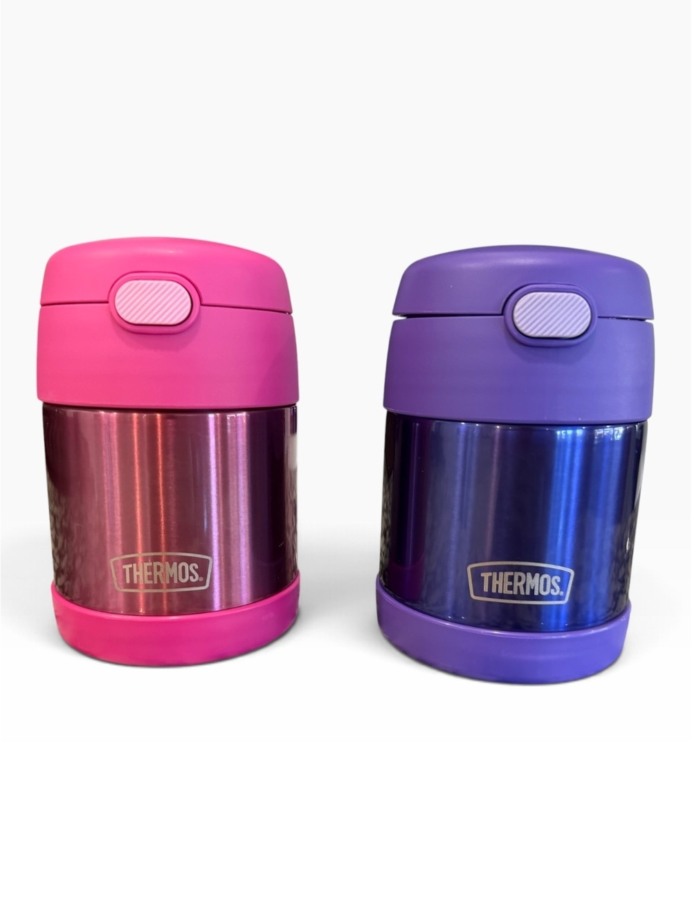 THERMOS FUNTAINER Kids Food Jar with Spoon, 10oz Purple & Pink